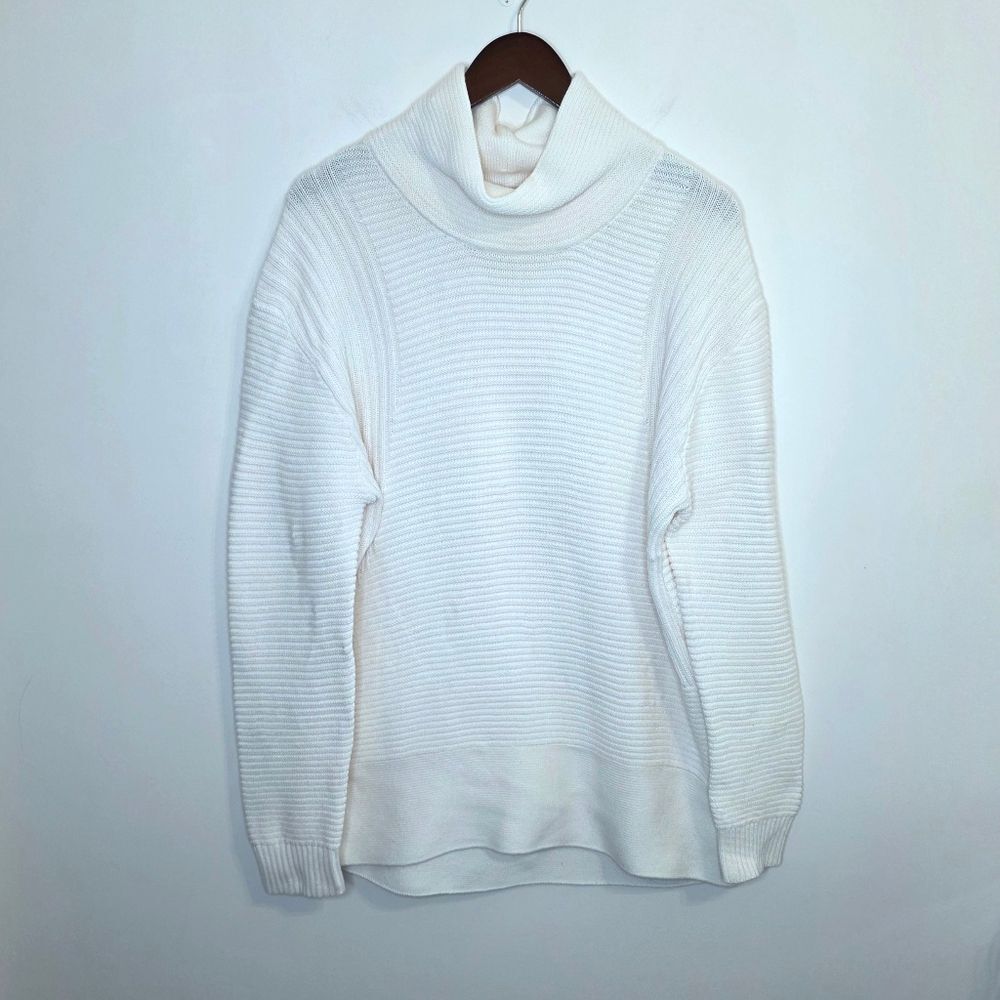 Vince Camuto Ivory Ribbed Mock Neck Sweater Size Large